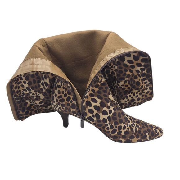 IMPO Stretch Namora Knee High Boots Cheetah Leopard Print Kitten Heel Zipper 10M - Picture 10 of 16
